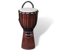 World Rhythm Djembe Drum 40cm (16”) with 8” Synthetic Head - Rope-Tuned Hand-Carved African-Style Drum for Performers, Drum Circles, Schools, Group Workshops