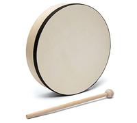 World Rhythm HD-10-BK Hand Drum - 10 inch Pre-tuned Frame - Beater Included - Authentic Goatskin Head, Natural