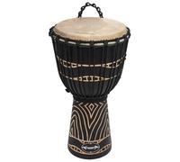 World Rhythm MDJ012 Eight Inch Djembe Drum, Wooden Mahogany African Hand Drum, Swirl Black