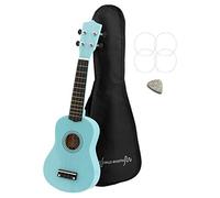 World Rhythm Soprano Ukulele - Beginner Soprano Uke in Light Blue Finish with Gig Bag, Spare Ukulele Strings & Felt Pick