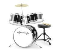 World Rhythm WR-601 3 Piece Junior Kids Drum Set, with 12" Bass Drum, Throne and Drumsticks - Black