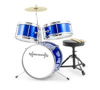 World Rhythm WR-602 3 Piece Junior Kids Drum Set, with 12" Bass Drum, Throne and Drumsticks - Blue