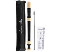 World Rhythm WR-805 Descant School Recorder with Bag, Cleaning Rod and Fingering Chart - Soprano - English/Baroque Fingering - Black & Ivory