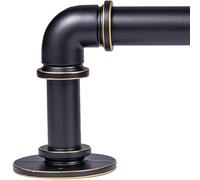 WORLD RODS Antique Brass Curtain Rod for Windows 18 to 120 Inches,1 Inch Adjustable Drapery Pole,Heavy Duty Outdoor/Indoor Modern Curtain Rods,Easy Installation(Black Gold 18"-120")