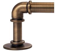 WORLD RODS Industrial Curtain Rods for Windows 18 to 88 Inch, 1 Inch Blackout Wrap Around Drapery Rods, Adjustable Farmhouse Curtain Pole, Wall or Ceiling Mounted, for Living Room, Antique Brass