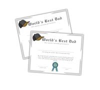 World’s Best Dad Certificate 30pk 8.5x11” Father’s Day Award Gift Parent Recognition VIP GOAT PTA of the Year Milestone Teachers Preschool