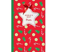 World’s Best Mom: Peppermint Candy Cane Pattern on Red Green Cover / Small 6x9 To Do List Notebook and Christmas Card for Mom Combo / Fun Gift or Stocking Stuffer for Mom from Son Daughter Kids