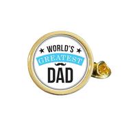 World’s Greatest Dad Gold Plated Domed Lapel Pin Badge (P) in Bag