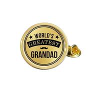 World’s Greatest Grandad Gold Plated Domed Lapel Pin Badge (L) in Bag