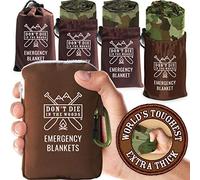 World’s Toughest Emergency Blankets [4-Pack] Extra-Thick Thermal Mylar Foil Space Blanket | Waterproof Ultralight Outdoor Survival Gear for Hiking, Camping, Running, Emergency, First Aid Kits [Camo]