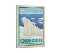 World Scenic Spots Vintage Travel Poster Canada Polar Bears Artworks Canvas Poster Wall Art Prints Home Modern Decor 16x24inch(40x60cm)