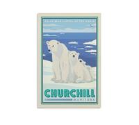 World Scenic Spots Vintage Travel Poster Canada Polar Bears Picture Print Canvas Poster Wall Paint Art Posters Decor Modern Home Artworks 12x18inch(30x45cm)