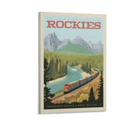 World Scenic Spots Vintage Travel Poster Canada Rockies by Rail Canvas Wall Art Prints Poster Photo Picture Painting Posters Room Decor 08x12inch(20x30cm)