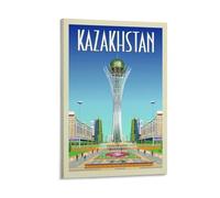 World Scenic Spots Vintage Travel Poster Kazakhstan Wall Art Poster Scroll Canvas Painting Picture Living Room Decor Home 24x36inch(60x90cm)