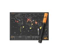 World Scratch Map With Chalk Pen - Write On Scratch Off Map - Exclusive World Scratch Poster with Counties, Cities, & Capitals - Fun & Vibrant Colours - Unique Gift For Travelers - Black