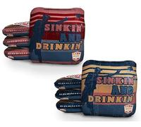 World Series of Cornhole Official Pro Cornhole Bags Set of 8-Regulation Size & Weight Durable All-Weather Corn Hole Bean Bags-Funny Patriotic Party Designs-Professional Outdoor Yard Game Accessories