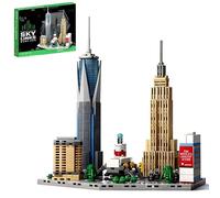 World Skyline Building Blocks Set, New York Cityscape Architecture Building Model Kit, Famous Landmark Creative Building Brick for Home Desk Decor, Artistic Gift for Adults, 555 PCS