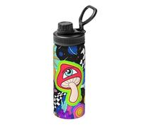 World，Smile，Hands 18oz Sports Insulated Kettle Full-Width Printed Design 304 Stainless Steel Inner Double-Layer Heat Insulation Leak-Proof Portable Water Cup Suitable for Outdoor Camping