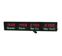 World Time Clock, 4 Cities Digital Display with Remote Control, Various Setting Modes, 3-Level Brightness Adjustment, Automatic Calibration for Hotels and Airports