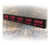 World Time Clock - 5 Cities Digital Clock with 3 Brightness Levels, All-Aluminum Shell, Ideal for Multinational Enterprises and Offices