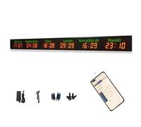 World Time Clock, Digital Multi-City LED Time Display, 5-Level Brightness Adjustable, Aluminum Alloy, High Visibility for Office, Hotel, School