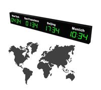 World Time Clock, Multiple Time Zones Clock with Customizable 12/24 Hours & Cities, Digital Wall Mounted City Time Zone Clock for Hotels and Corporations