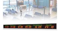 World Time Clock - Wall-mounted LED Clock for Multiple Time Zones, Adjustable Brightness with 1000CD Lumens, Ideal for Airports, Hotels, and Multinational Corporations