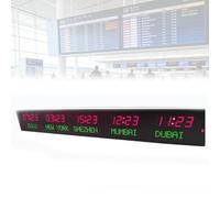 World Time Clock Wall-Mounted LED Display, Adjustable Brightness, Multi-Time Zone, Aluminium Alloy for Corporate and Office Use