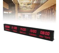 World Time Clock with 3 Brightness Levels, Automatic Calibration, Displays 5 Cities - Ideal for Hotels, Enterprises, and Airports