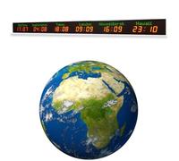 World Time Wall Clock, LED Automatic Calibration, Personalized Time Zones, Annual Error Less Than 2 Minutes, 5-Level Brightness Adjustment, Large Display