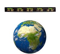 World Time Wall Clock, LED Automatic Calibration, Personalized Time Zones, Annual Error Less Than 2 Minutes, 5-Level Brightness Adjustment, Large Display