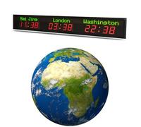 World Time Wall Clock, LED Automatic Calibration, Personalized Time Zones, Annual Error Less Than 2 Minutes, 5-Level Brightness Adjustment, Large Display