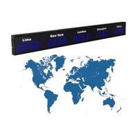 World Time Wall Clock with 5 Time Zones and Customizable Cities, HD Display for Indoor Use in Hotels, Airports, and Entertainment Venues