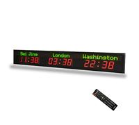 World Time Zone Clock - Digital Wall Clock with Adjustable Brightness for Hotels, Airports, and Multinational Enterprises