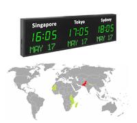 World Time Zone Clock, LED Digital Display with City Names, App-Controlled Time Setting, High Brightness Display, Aluminum Alloy Frame with Date and Month, for Hotels, Enterprises