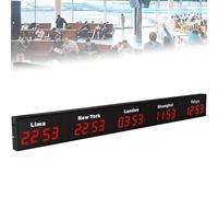 World Time Zone Clock, Wall Mounted 4 City Time Zones, Retro Office Wall Clock for Hotels Enterprises Airports, Easy Read