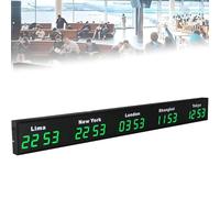 World Time Zone Clock, Wall Mounted Multi City Clock, 3/4/5 Time Zones for Hotels, Enterprises, Airports, 4 City Red