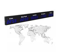 World Time Zone Clocks, 4 Time Zone Wall Mounted Clock, Electronic LED Digital Multiple Times Zones Clocks for Multinational Enterprises Hotels Office