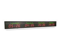 World Time Zones Clock, 4 Cities World Wall Clock with Remote Control, 12/24H Display, for Hotels/Airports