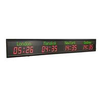 World Time Zones Clock - Digital Multiple Time Zones LED Wall Mounted Clock for Hotels, Airports, Stations - 3 City Time Display