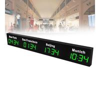 World Time Zones Clock, Digital Wall Mounted Clock with LED Display for Multiple Cities, Perfect for Offices, Hotels, and Multinational Enterprises