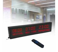 World Time Zones Clock, LED Digital Full Color Multiple Time Zones Clock, 3/4/5 Cities World Time Wall Clock, with Remote Control, for Hotels/Businesses/Airports,2-red&white-4City