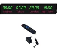 World Time Zones Clock, LED Digital Full Color Multiple Time Zones Clock, 3/4/5 Cities World Time Wall Clock, with Remote Control, for Hotels/Businesses/Airports,2-red&white-4City