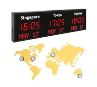 World Time Zones Clock, LED Digital Multiple Time Zones Clock with Date, Commercial Wall Mounted Digital World Timezone Clocks, for Hotels Enterprises Airports, Multinational Corporation