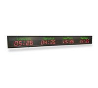 World Time Zones Clock, LED Digital Time Display with Brightness Adjustment, Supports 3-6 Cities, Ideal for Offices, Hotels, and Multinational Enterprises