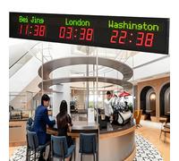 World Time Zones Clock, LED Digital Wall Clock with 5 Brightness Levels, 3/4 Cities Display