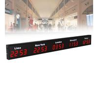 World Time Zones Clock, LED Display Digital Wall Clock for Multiple Cities - Ideal for Multinational Enterprises, Hotels, and Offices