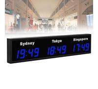 World Time Zones Clock, LED Display Digital Wall Clock for Multiple Cities - Ideal for Multinational Enterprises, Hotels, and Offices