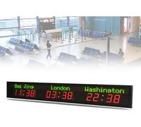 World Time Zones Clock, LED World Time Clock, Digital Multiple Time Zones Clock, 3 Levels Of Brightness Adjustment, 2 Display Modes, Suitable for Hotels, Airports