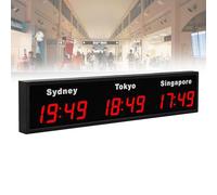 World Time Zones Clock, Wall Mounted Digital Multiple Time Zones Clock, LED World Time Clock, 3/4/5 Cities World Time Clock, for Multinational Enterprises Hotels Office